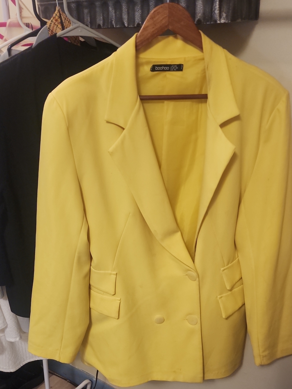 Boohoo Sunny Yellow Double-Breasted Blazer